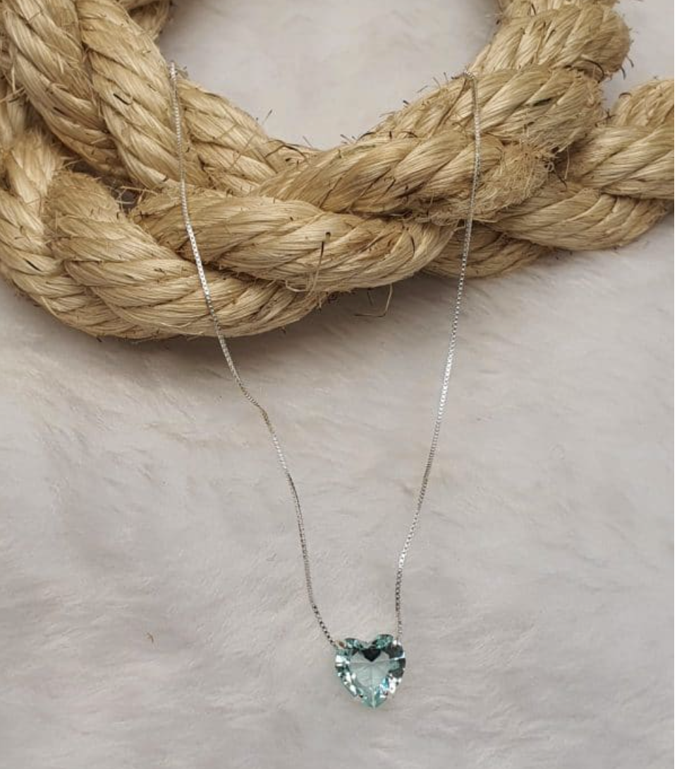 Blue Heart Stone Necklace | silver waterproof jewellery