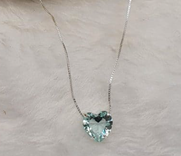 Blue Heart Stone Necklace | silver waterproof jewellery