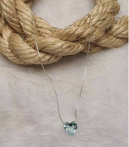 Blue Heart Stone Necklace |  silver waterproof jewellery