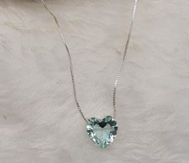 Blue Heart Stone Necklace |  silver waterproof jewellery