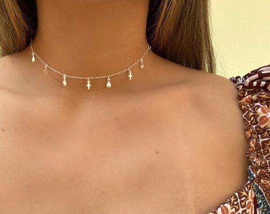 Cross Choker | waterproof silver necklace